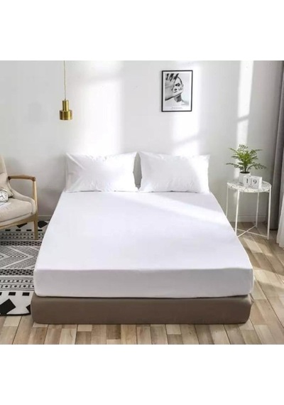 Beyaz Renkli %100 Pamuklu Penye Kumaşından Lastikli Çarşaf 160x200