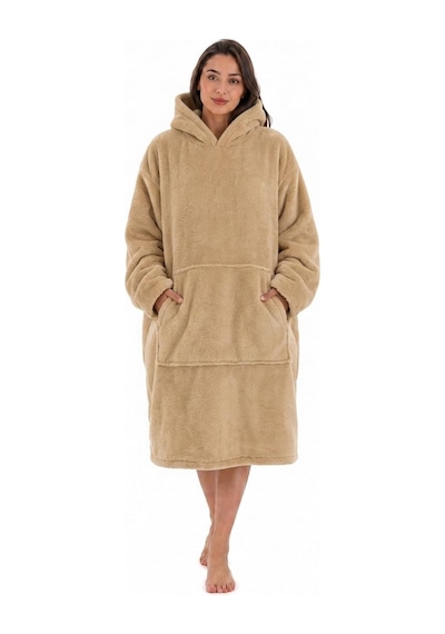 Mulberry Wellsoft Kapşonlu Giyilebilir Tv Battaniyesi Unisex Over Size - Camel 36 Derece Üstü