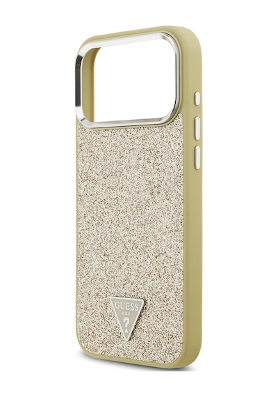 Apple Uyumlu iPhone 17 Pro Max Kılıf Guess Lisanslı M-safeli Metal Kamera Çerçeveli Üçgen Logolu Glitter Gold Gold