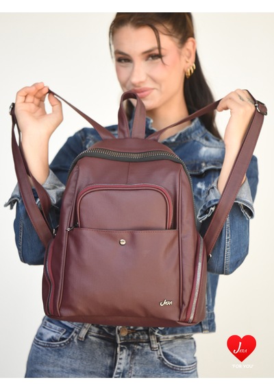 Jara Bag Freya Kadın Sırt Çantası Şık, Yumuşak Dokulu Ve 5 Bölmeli Bordo
