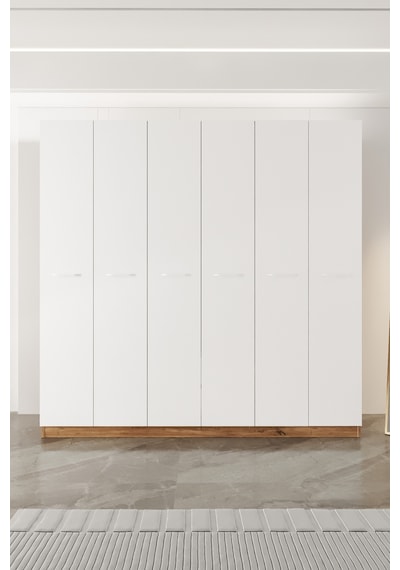 Aeka Ae-2190 Hisar 6 Kapaklı Çok Bölmeli Askılı Ve Raflı Geniş Hacimli Gardırop 210x210 Cm Atlantik Çam - Beyaz Aeka Ae-2190 Hisar 6 Kapaklı Çok Bölmeli Askılı Ve Raflı Geniş Hacimli Gardırop 210x210 Cm Atlantik Çam - Beyaz