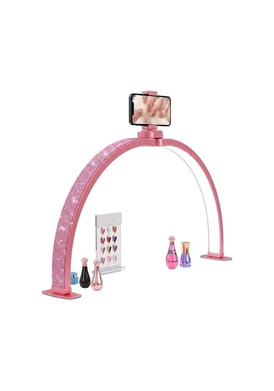 Trled F-700a 70cm Pembe Elmas Desenli Katlanabilir Masaüstü Manikür Ve Protez Tırnak Lambası Beyaz - Beyaz Işık