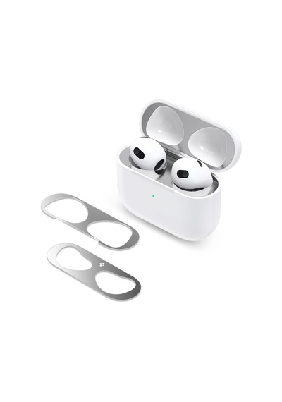 Airpods 3.nesil İle Uyumlu Kapak İçi Kir / Toz Önleyici Shield 2 Adet Metal Silver - Asd01986