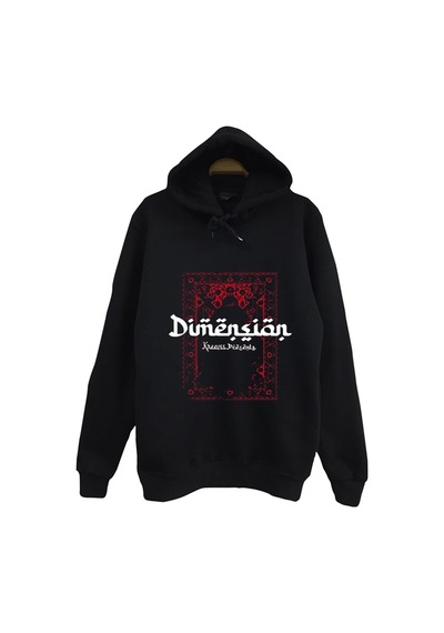 Dimension - Halı - Motif Baskılı Unisex %100 Pamuk Kapüşonlu Siyah Sweatshirt Siyah
