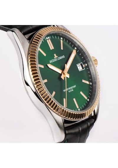 Jacques Lemans Jl.50-4w Quartz Deri Siyah Yeşil Kadran 10 Atm 34 Mm Kadın Kol Saati Gri