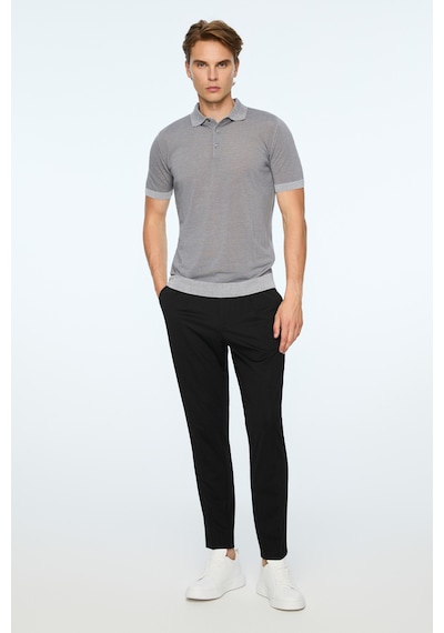 Morven Erkek Gri Trend Polo Yaka Tencel Triko T-shirt 26ys018024100 Gri