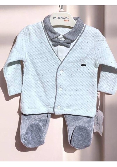 Miomini Baby Erkek Bebek Kapitone Patikli Papyonlu 2 Li Takım-14949 Mavi