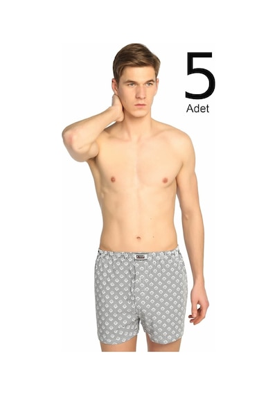 Erkek Karışık Desen 5'Li Paket Düğmeli Boxer Elf568S0007Ccm5 001