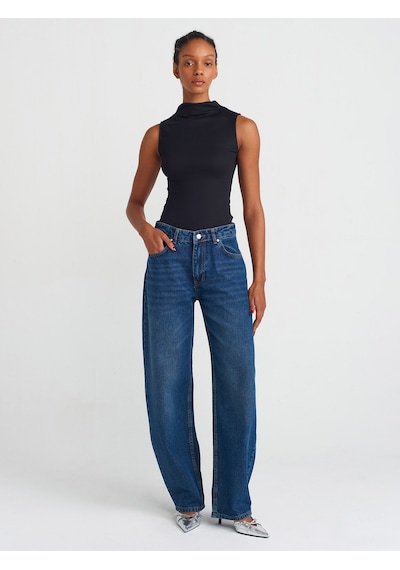 Dilvin 71747 Düşükbel Baggy Denim Pantolon Tint