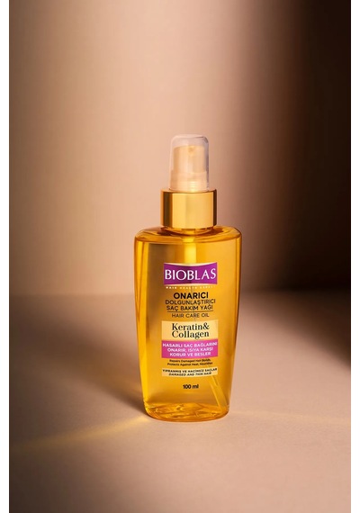 Keratin & Kolajen Onarıcı Dolgunlaştırıcı Saç Bakım Yağı 100 Ml İnce Yıpranmış Saçlar 3'lü