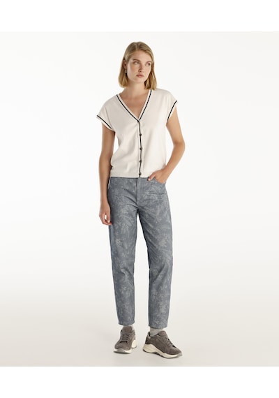 Yargıcı Normal Bel Düz Kalıp Denim Pantolon Mavi Desenli Mavi