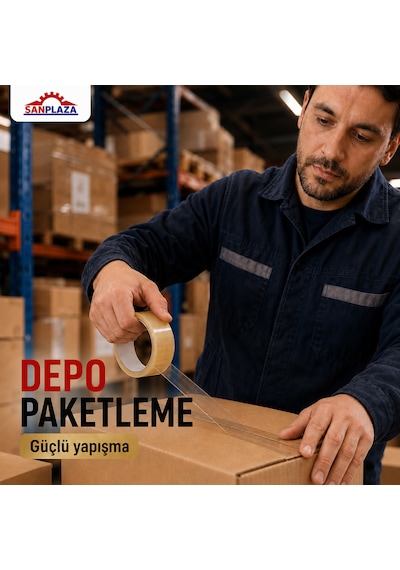 Sanplaza Şeffaf Hotmelt Koli Bandı 45 Mm X 100 Mt Güçlü Yapışkanlı Paketleme Ambalaj Bandı 2 Adet