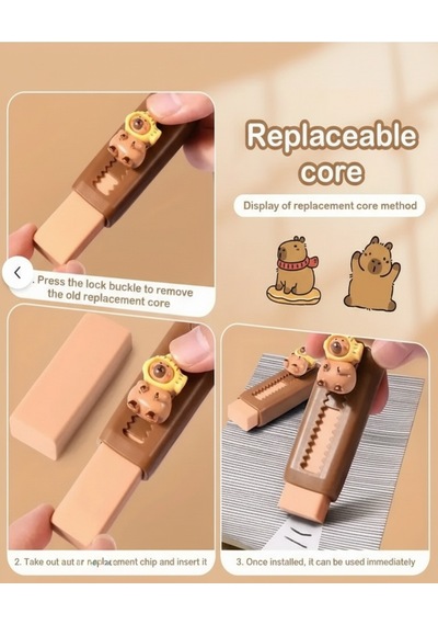 Capybara Desenli Yumuşak Okul Silgisi