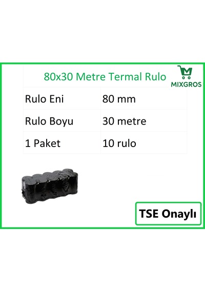 80x30 Metre Termal Yazarkasa Ve Adisyon Rulosu 10 Adet