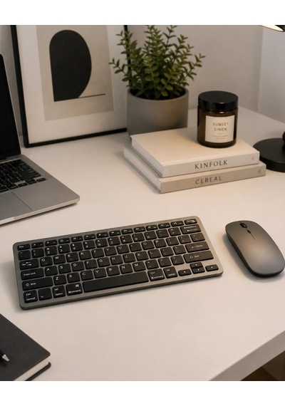Hubrendy  Sessiz Kullanım Sunan Bluetooth Klavye Mouse Seti Çoklu Cihaz Uyumlu
