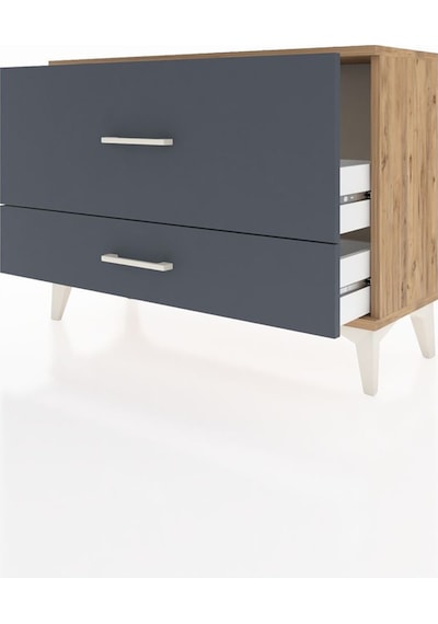 Arges Şifonyer 2 Çekmeceli 88x30x64 Çam-antrasit Atlas Çam