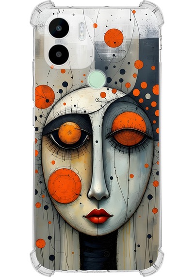 Redmi A2 Plus İle Uyumlu Köşe Korumalı Kılıf Metamorfoz Focus Tasarımlı Uv Baskılı Şeffaf