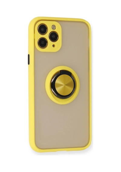 Apple  Uyumlu  iPhone 11 Pro Kılıf Montreal Yüzüklü Silikon Kapak Sarı,