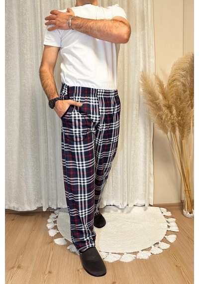 Erkek Desenli Cepli Lastikli Bel Pijama Altı Koyu Laci Koyu Lacivert