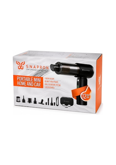 Oto Araç - 2ın1 Şarjlı 80w - 12000pa 9 Başlık - 3 Filtre El Tipi Basınçlı Hava Üfleme - Araç Süpürge