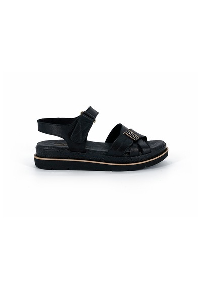 Mammamia D26ys-2905 Kadın Hakiki Deri Günlük Comfort Sandalet Siyah