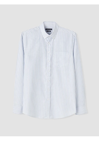 Lcwaıkıkı Classic Beyaz Regular Fit Çizgili Oxford Erkek Gömlek