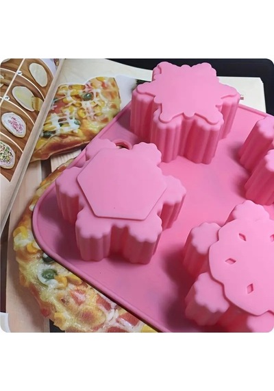 Silikon Kar Tanesi Desenli Sabun Çikolata Kek Mum Buz Kalıp Pembe