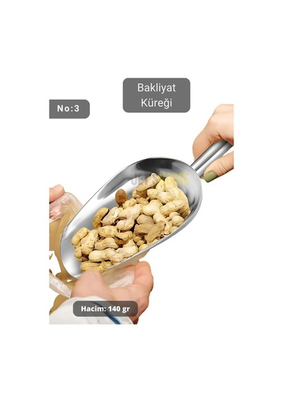 Erzak Küreği Paslanmaz Buz Küreği Çelik Bakliyat Küreği Asma Delikli Ss 201 Kürek No:3 21 Cm Gri