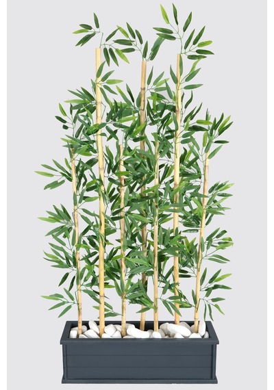Yapay Çiçek Deposu Islak Yapraklı 7 Çubuklu Gri Saksıda Bambu Seperatör Asorti 20x70x120-155cm