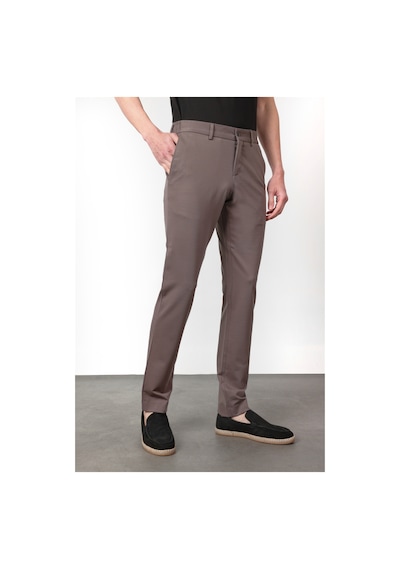 İmza Açık Kahverengi Yan Cep Kendinden Desenli Örme Jogger Slim Fit Esnek Pantolon 1003260174