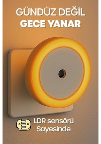 Promosyonca Yuvarlak Otomatik Gece Lambası, Işığa Duyarlı Ldr Sensörlü, Fotoselli Pembe Enerji Sınıfı A 10 Parça Siyah 84192556