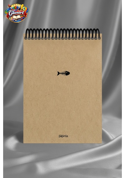 Üstten Spiralli 100 Yaprak Çizgisiz Orta Boy Sert Kapak Bloknot Defter Kraft Kağıt 16x23 Cm