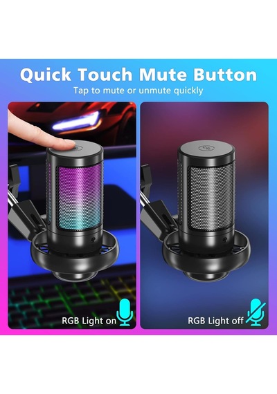Profesyonel Rgb Oyuncu Mikrofonu, Pürüzsüz Net Ses Performanslı Otomatik Değişen Rgb Işıklı Akrobat Ayarlanabil