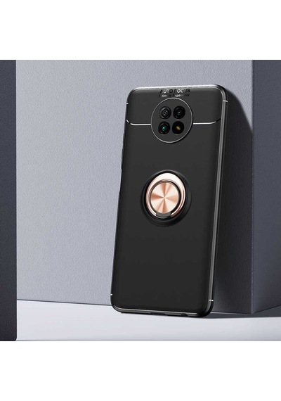 Xiaomi Redmi Note 9t Kılıf Zore Ravel Silikon Kapak Siyah-Rose Gold