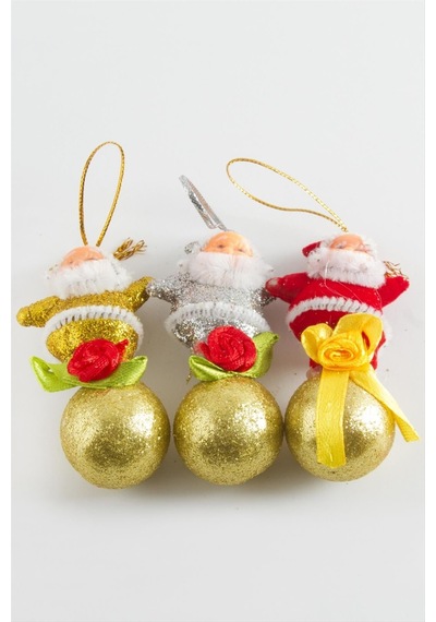 3 Adet Noel Baba Yılbaşı Ağaç Süsü Ebruli