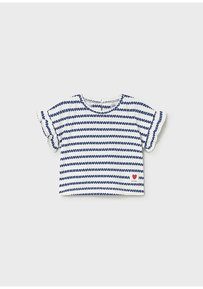 Mayoral Kız Bebek Desenli Kısa Kol T-shirt Krem 01082