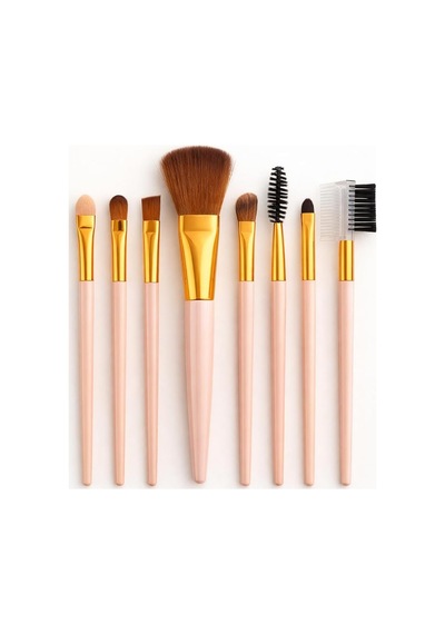 Lexroo 8 Adet Makyaj Fırça Seti Profesyonel Fondöten Pudra Allık Far Kaş Eyeliner Fırçası Yumuşak