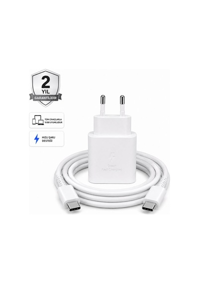 Schitec 45w Hızlı Şarj Adaptörü Ve 1 Metre Type-c Type-c Hızlı Şarj Kablo Set Beyaz