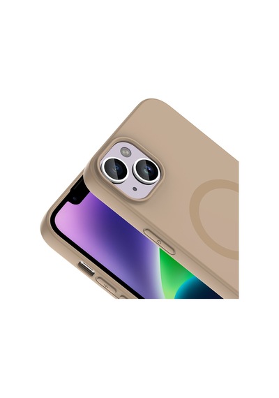 Apple iPhone Uyumlu 13 Kılıf M-safe Şarj Özellikli Zore Aris Silikon Kapak - Krem