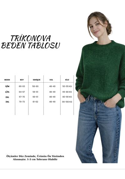 Trikonova Oversize Triko Kazak Yeşil