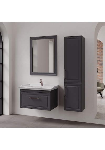 Denko Era 80 Cm Antrasit Banyo Dolabı Takımı Ve Boy Dolabı Antrasit Denko Era 80 Cm Antrasit Banyo Dolabı Takımı Ve Boy Dolabı Antrasit