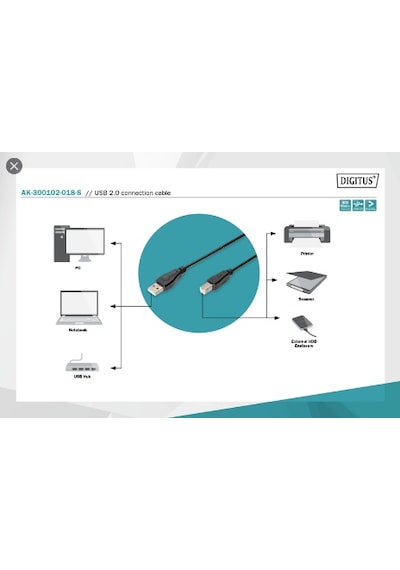 Assmann Ak-300102-018-S Usb 2.0 Yazıcı Kablosu Usb A To B Erkek