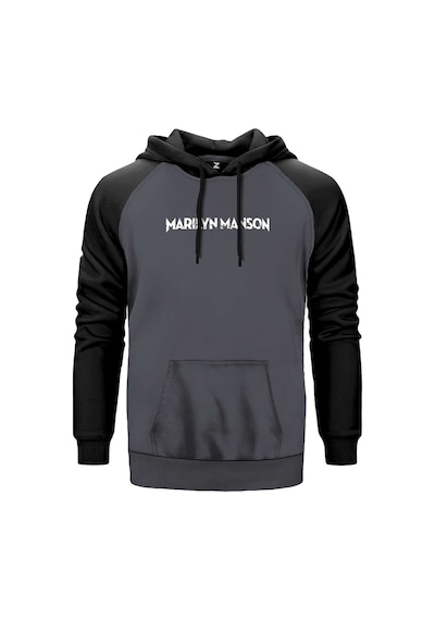 Marilyn Manson Classic Gri Renk Reglan Kol Sweatshirt Gri