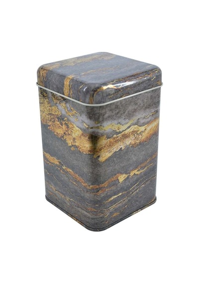 Rock And Gold Desenli Kare Metal Saklama Kabı, 10.5 X 10.5 X 16 Cm, 1.7 Lt Çok Renkli