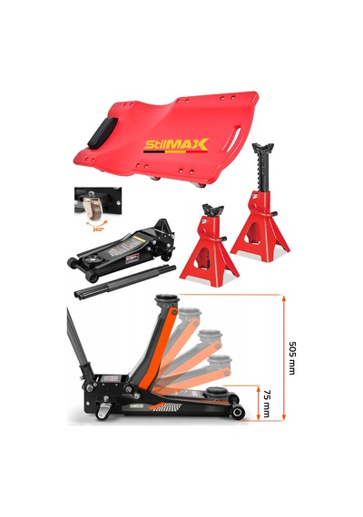 Stilmax Stm3gr 3 Ton Düşük Şase Garaj Kriko Sehpa Kriko Kızak Set