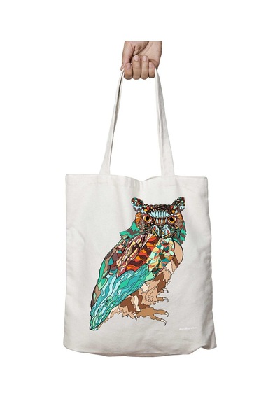 Art Hediye Mod Owl By İki Tarafı Kalıcı Baskılı Yıkanabilir Okul Plaj Omuz Bez Çantası Çok Renkli