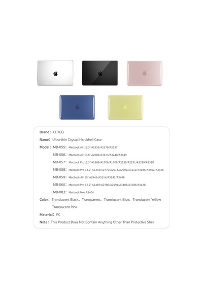 MacBook Air 13.6 İnç M2/m3 Uyumlu Ultra İnce Kristal Şeffaf Sert Kılıf A2681/a3113