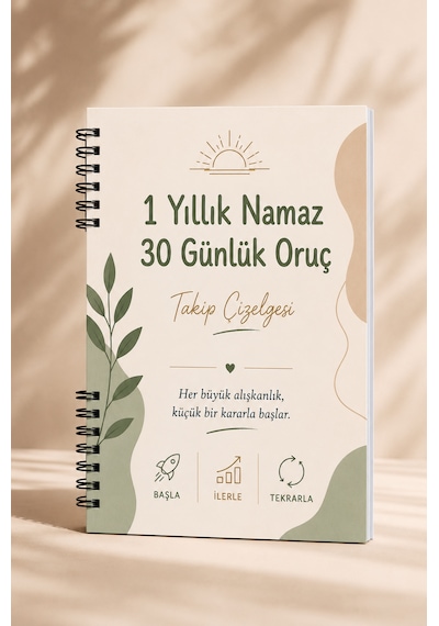 1 Yıllık Namaz Ve 30 Günlük Oruç Takip Çizelgesi, Alışkanlık Defteri, Namaz Defteri Çok Renkli