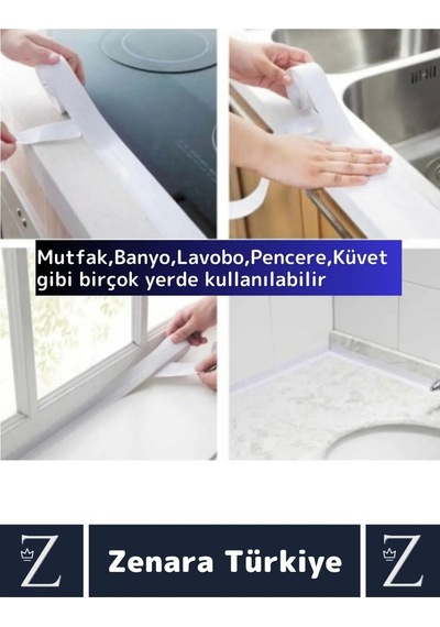 Premium Uzun Ömürlü Suya Neme Küfe Dayanıklı Mutfak Lavabo Pencere Kenar Yalıtım Bandı 3.2 Mt X 2 Ad