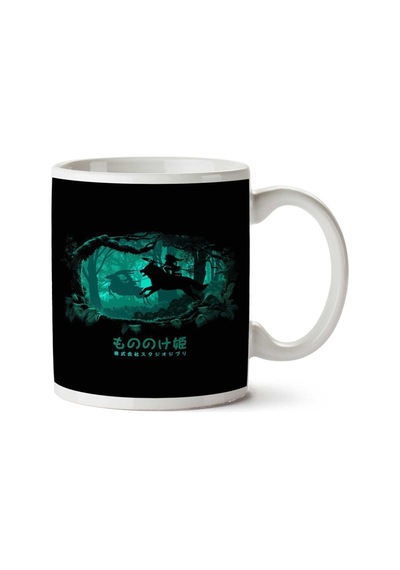 Princess Mononoke Forest Wolf Attack İki Tarafı Baskılı Kupa Bardak Çok Renkli